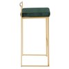Lumisource Fuji Stackable Barstool in Gold with Green Velvet Cushion, PK 2 B30-FUJI AUVGN2